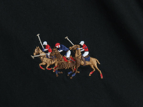 00s トリプルポニー 刺繍 ラルフローレン 長袖 ボタンダウン シャツ メンズ L / オールド コットン カスタム フィット カジュアル ブラック