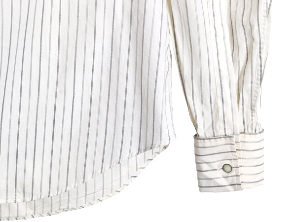 80s 90s イギリス製 ★ アクアスキュータム ストライプ ドレス シャツ メンズ L / 古着 ヴィンテージ ダブルカフス フォーマル コットン 白