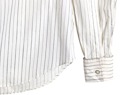 80s 90s イギリス製 ★ アクアスキュータム ストライプ ドレス シャツ メンズ L / 古着 ヴィンテージ ダブルカフス フォーマル コットン 白