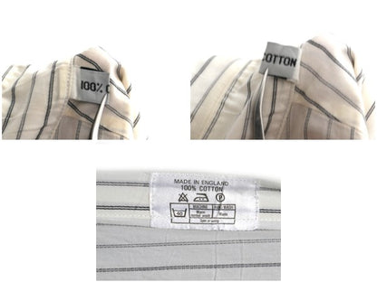 80s 90s イギリス製 ★ アクアスキュータム ストライプ ドレス シャツ メンズ L / 古着 ヴィンテージ ダブルカフス フォーマル コットン 白