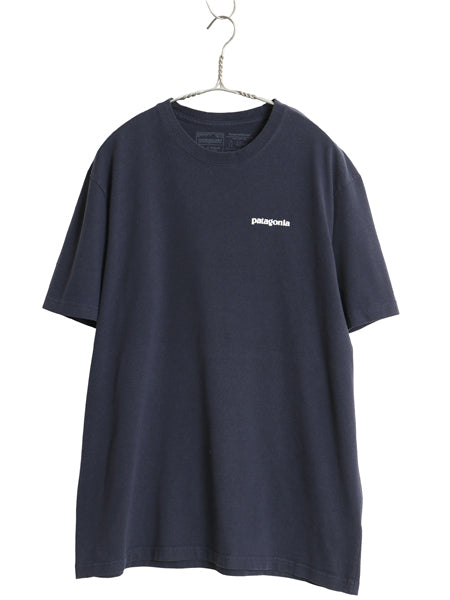 パタゴニア 両面 プリント 半袖 Tシャツ メンズ L 古着 19年製 アウトドア P6 ボックスロゴ バックプリント カットソー シンプル ネイビー