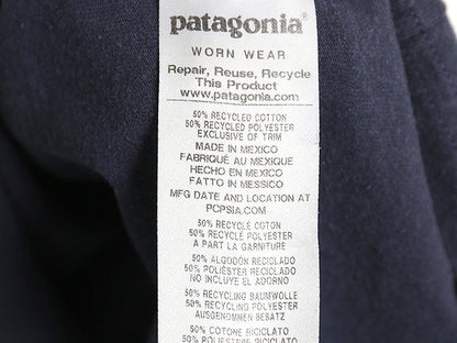 パタゴニア 両面 プリント 半袖 Tシャツ メンズ L 古着 19年製 アウトドア P6 ボックスロゴ バックプリント カットソー シンプル ネイビー