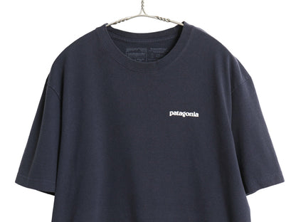 パタゴニア 両面 プリント 半袖 Tシャツ メンズ L 古着 19年製 アウトドア P6 ボックスロゴ バックプリント カットソー シンプル ネイビー