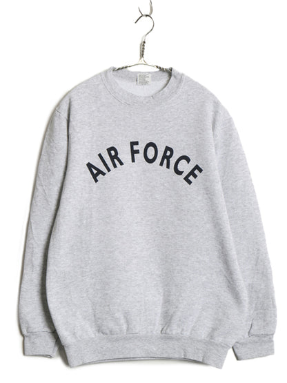 USA製 米軍実物 US AIR FORCE プリント スウェット メンズ XS 15年製 トレーナー 裏起毛 エアフォース ミリタリー 軍物 空軍 霜降り グレー