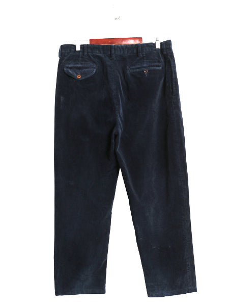 90s ポロ ラルフローレン 太畝 コーデュロイ パンツ メンズ 36 27.5 オールド スラックス ストレート ツータック ヘビーウェイト ネイビー