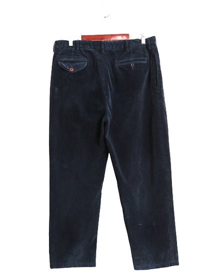 90s ポロ ラルフローレン 太畝 コーデュロイ パンツ メンズ 36 27.5 オールド スラックス ストレート ツータック ヘビーウェイト ネイビー