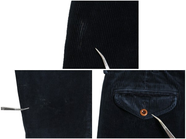 90s ポロ ラルフローレン 太畝 コーデュロイ パンツ メンズ 36 27.5 オールド スラックス ストレート ツータック ヘビーウェイト ネイビー