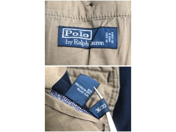 90s ポロ ラルフローレン 太畝 コーデュロイ パンツ メンズ 36 27.5 オールド スラックス ストレート ツータック ヘビーウェイト ネイビー