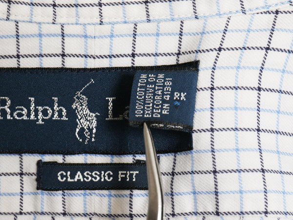 00s ラルフローレン チェック 長袖 ボタンダウン シャツ メンズ L オールド ポロ CLASSIC FIT コットン ポニー ワンポイント マルチカラー
