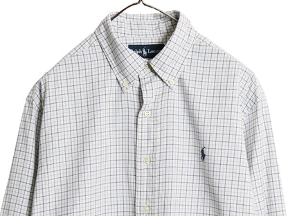 00s ラルフローレン チェック 長袖 ボタンダウン シャツ メンズ L オールド ポロ CLASSIC FIT コットン ポニー ワンポイント マルチカラー