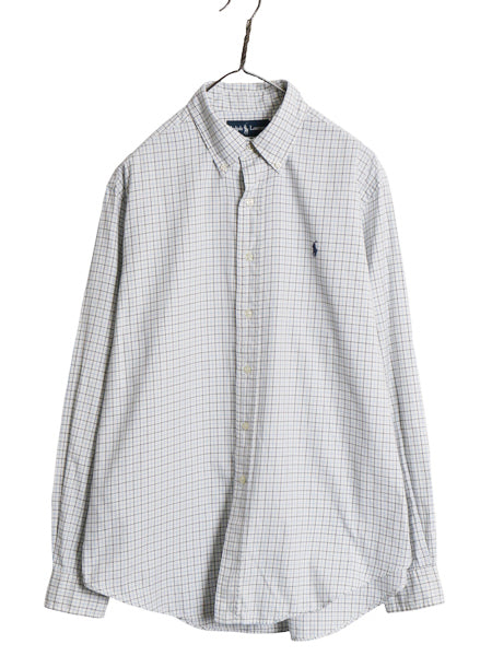 00s ラルフローレン チェック 長袖 ボタンダウン シャツ メンズ L オールド ポロ CLASSIC FIT コットン ポニー ワンポイント マルチカラー