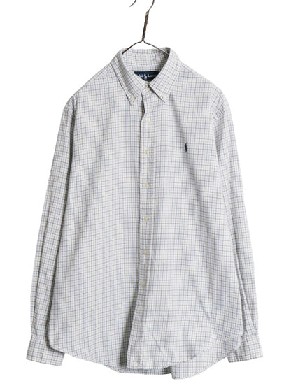00s ラルフローレン チェック 長袖 ボタンダウン シャツ メンズ L オールド ポロ CLASSIC FIT コットン ポニー ワンポイント マルチカラー