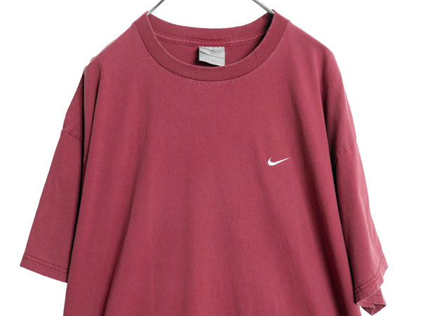 00s ナイキ スモール スウッシュ 刺繍 半袖 Tシャツ メンズ XL / オールド ワンポイント ヘビーウェイト コットン カットソー 大きいサイズ