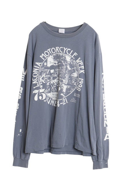 90s USA製 全面 イラスト プリント 長袖 Tシャツ メンズ XL / 古着 オールド ロンT バイク ハーレー アート 袖プリント 企業 大きいサイズ