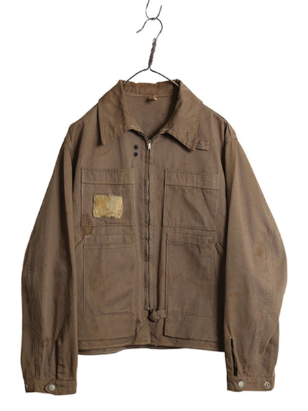50s ★ MASLAND フィッシング ジャケット メンズ M 程/ ヴィンテージ アウトドア バネ CROWN フルジップ ショート丈 ハンティング コットン