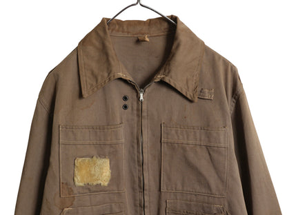 50s ★ MASLAND フィッシング ジャケット メンズ M 程/ ヴィンテージ アウトドア バネ CROWN フルジップ ショート丈 ハンティング コットン