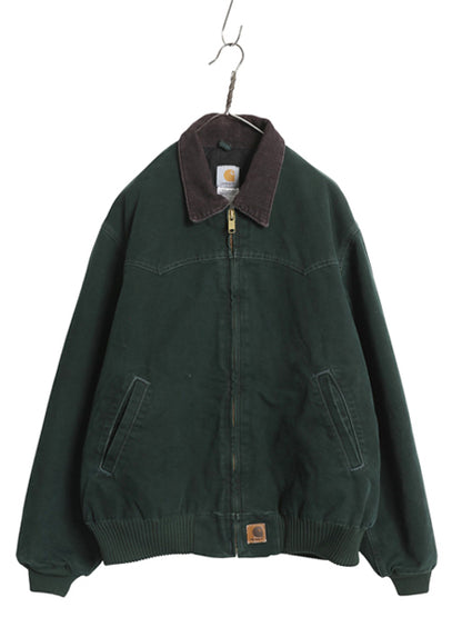 00s ★ カーハート サンタフェ ジャケット メンズ L / 古着 オールド ワーク ダック 中綿 キルティング ライナー スプルース グリーン 廃盤