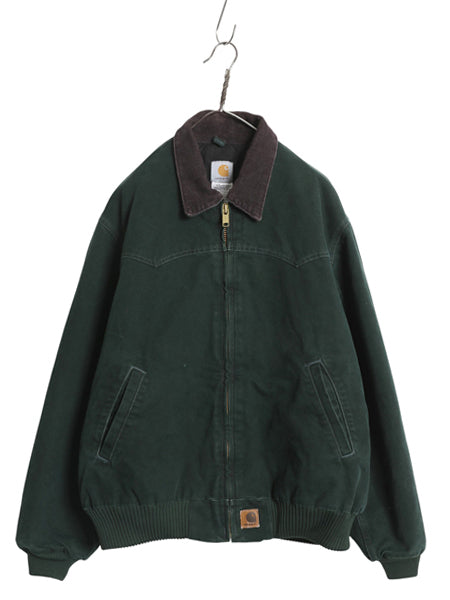 00s ★ カーハート サンタフェ ジャケット メンズ L / 古着 オールド ワーク ダック 中綿 キルティング ライナー スプルース グリーン 廃盤