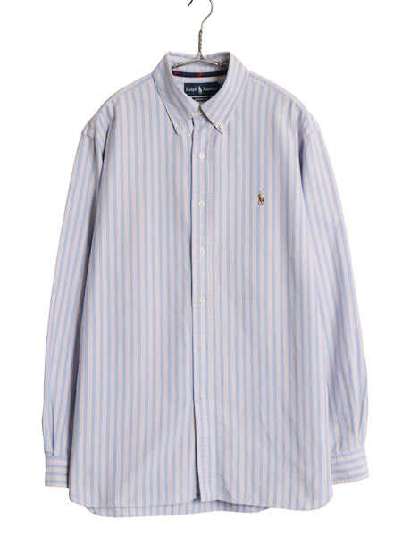 00s ラルフローレン ストライプ 長袖 ボタンダウン シャツ メンズ L / オールド ポロ CLASSIC FIT オックスフォード ポニー ワンポイント