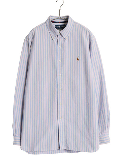 00s ラルフローレン ストライプ 長袖 ボタンダウン シャツ メンズ L / オールド ポロ CLASSIC FIT オックスフォード ポニー ワンポイント