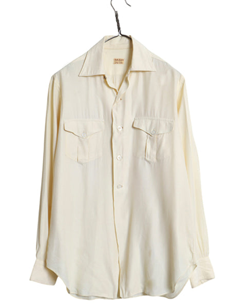 40s ★ McCoy シルク 長袖 シャツ メンズ M 程/ 古着 ヴィンテージ ポケット付き ドレス フォーマル 無地 アイボリー ナチュラル シンプル