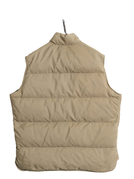 80s USA製 エルエルビーン ナイロン ダウン ベスト レディース L 古着 ヴィンテージ 旧タグ アウトドア ハイネック 重ね着 前開き ベージュ