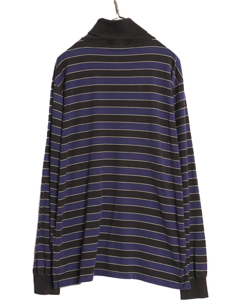 90s ポロ ラルフローレン タートルネック ボーダー 長袖 Tシャツ メンズ L オールド ロンT コットン ストレッチ スムース 素材 カットソー