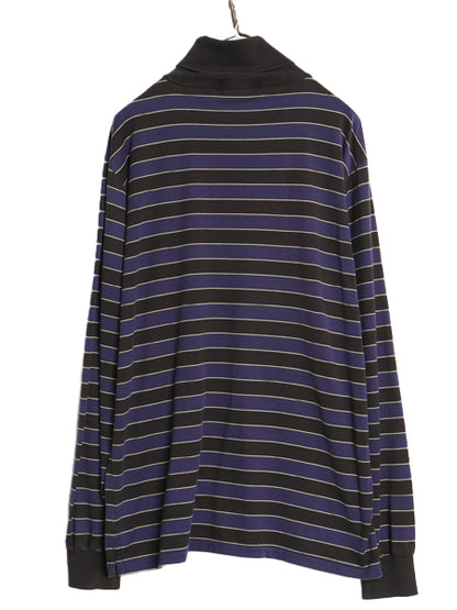 90s ポロ ラルフローレン タートルネック ボーダー 長袖 Tシャツ メンズ L オールド ロンT コットン ストレッチ スムース 素材 カットソー