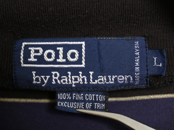 90s ポロ ラルフローレン タートルネック ボーダー 長袖 Tシャツ メンズ L オールド ロンT コットン ストレッチ スムース 素材 カットソー