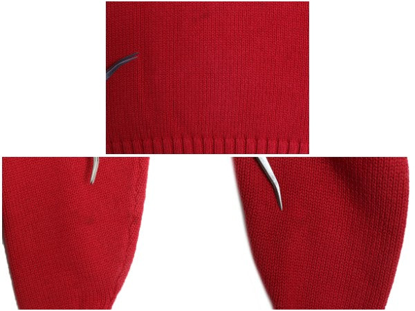 90s ポロ ラルフローレン コットン ニット セーター メンズ XL オールド 長袖ニット ワンポイント クルーネック シンプル 大きいサイズ 赤