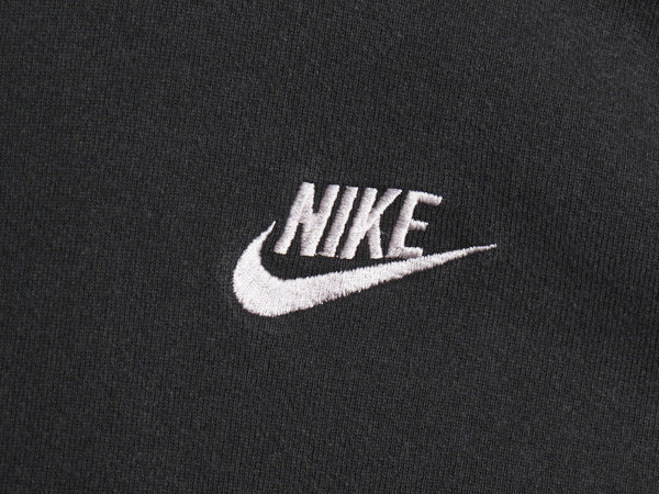 90s USA製 ナイキ スウッシュ ロゴ 刺繍 スウェット メンズ XL オールド 裏起毛 トレーナー ワンポイント 大きいサイズ ブラック シンプル