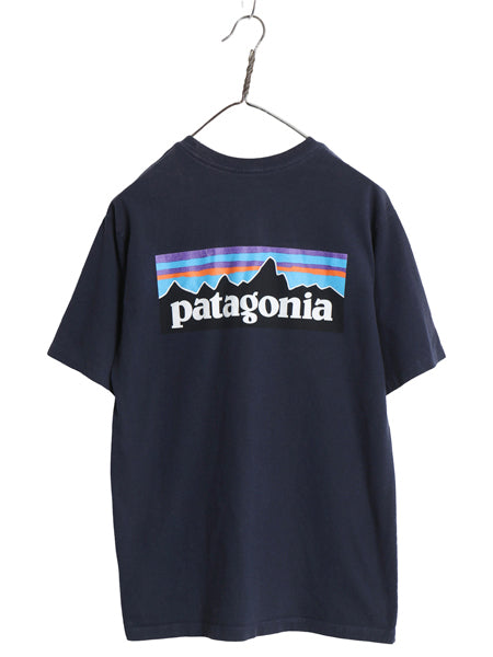 パタゴニア 両面 プリント 半袖 Tシャツ メンズ S / 21年製 アウトドア P6 ボックスロゴ バックプリント カットソー トップス シンプル 紺