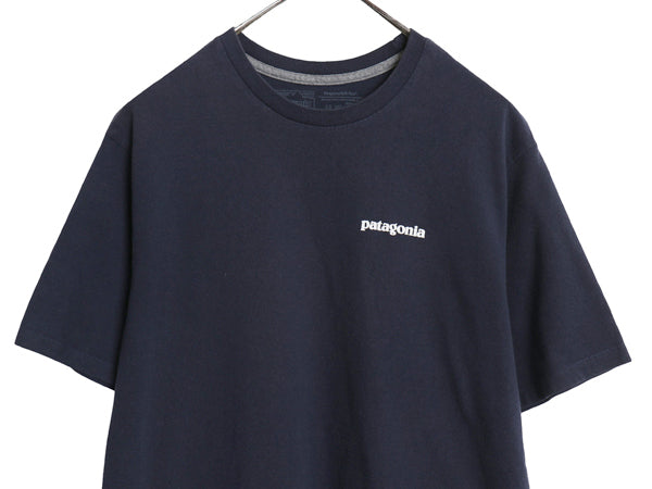 パタゴニア 両面 プリント 半袖 Tシャツ メンズ S / 21年製 アウトドア P6 ボックスロゴ バックプリント カットソー トップス シンプル 紺