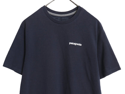 パタゴニア 両面 プリント 半袖 Tシャツ メンズ S / 21年製 アウトドア P6 ボックスロゴ バックプリント カットソー トップス シンプル 紺
