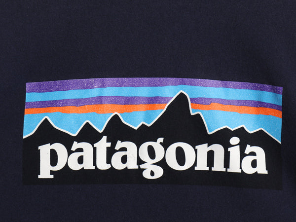 パタゴニア 両面 プリント 半袖 Tシャツ メンズ S / 21年製 アウトドア P6 ボックスロゴ バックプリント カットソー トップス シンプル 紺