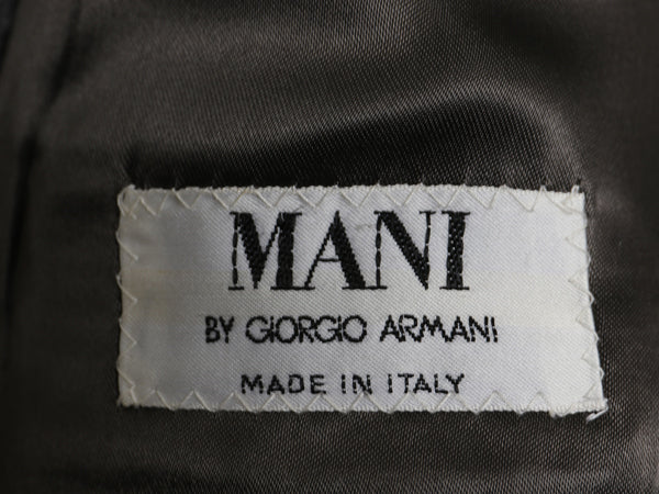 80s イタリア製 ★ アルマーニ ダブルブレスト チェスター コート メンズ L 程/ ヴィンテージ MANI フラノ ウール ロング テーラード 濃灰