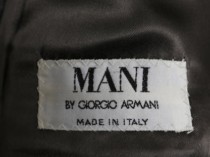 80s イタリア製 ★ アルマーニ ダブルブレスト チェスター コート メンズ L 程/ ヴィンテージ MANI フラノ ウール ロング テーラード 濃灰