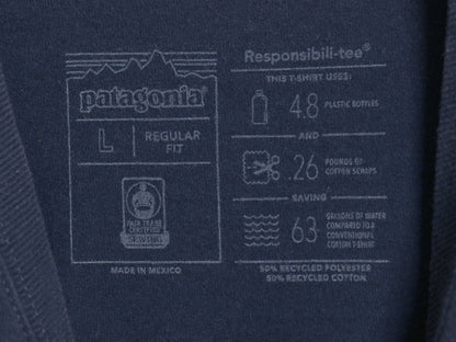 パタゴニア ポケット付き 両面 プリント 半袖 Tシャツ メンズ L / 18年製 アウトドア ポケT P6 ボックスロゴ バックプリント カットソー 紺