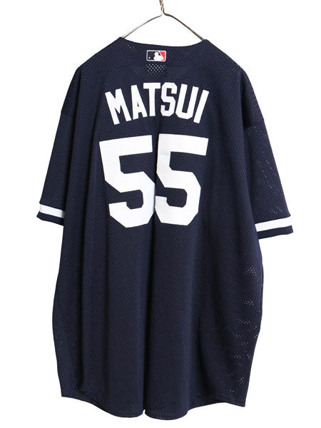 USA製 ヤンキース 松井秀喜 ベースボール シャツ メンズ XXL / MLB マジェスティック メッシュ 大リーグ ユニフォーム 重ね着 大きいサイズ