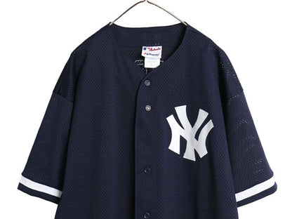 USA製 ヤンキース 松井秀喜 ベースボール シャツ メンズ XXL / MLB マジェスティック メッシュ 大リーグ ユニフォーム 重ね着 大きいサイズ