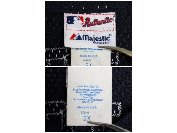 USA製 ヤンキース 松井秀喜 ベースボール シャツ メンズ XXL / MLB マジェスティック メッシュ 大リーグ ユニフォーム 重ね着 大きいサイズ