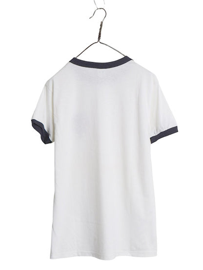 デッドストック 80s USA製 チャンピオン カレッジ プリント リンガー Tシャツ メンズ L 小さめ M 程/ ヴィンテージ トリコタグ カットソー
