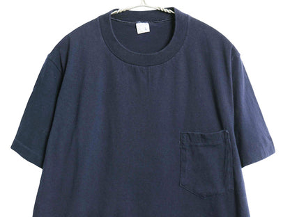 70s JCペニー ポケット付き 無地 半袖 Tシャツ メンズ L 小さめ M / ヴィンテージ ペニーズ ポケT 耳付き ブランク トップス カットソー 紺