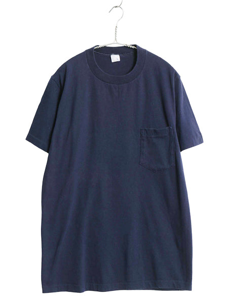 70s JCペニー ポケット付き 無地 半袖 Tシャツ メンズ L 小さめ M / ヴィンテージ ペニーズ ポケT 耳付き ブランク トップス カットソー 紺