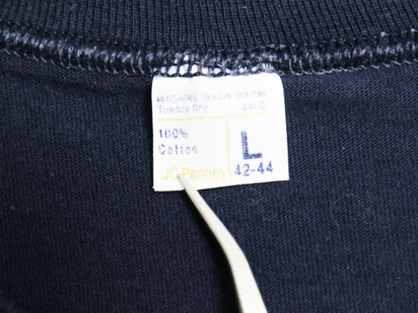 70s JCペニー ポケット付き 無地 半袖 Tシャツ メンズ L 小さめ M / ヴィンテージ ペニーズ ポケT 耳付き ブランク トップス カットソー 紺