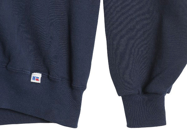 90s ラッセル 無地 スウェット メンズ レディース XXL 古着 オールド トレーナー 前V 裏起毛 大きいサイズ ワンポイント ブランク ネイビー