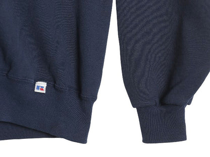 90s ラッセル 無地 スウェット メンズ レディース XXL 古着 オールド トレーナー 前V 裏起毛 大きいサイズ ワンポイント ブランク ネイビー