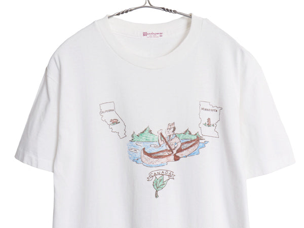 デッドストック 60s ボーイスカウト アート イラスト プリント Tシャツ メンズ L 程/ ヴィンテージ BSA キャラクター シングルステッチ 白