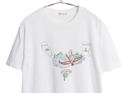 デッドストック 60s ボーイスカウト アート イラスト プリント Tシャツ メンズ L 程/ ヴィンテージ BSA キャラクター シングルステッチ 白
