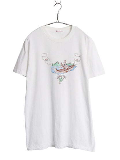 デッドストック 60s ボーイスカウト アート イラスト プリント Tシャツ メンズ L 程/ ヴィンテージ BSA キャラクター シングルステッチ 白